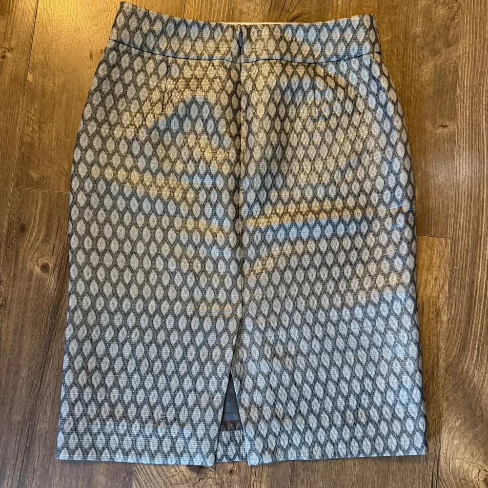 J.Crew Pencil Skirt Women 4 Silver Wool Silk Metallic Jacquard Style Luxury